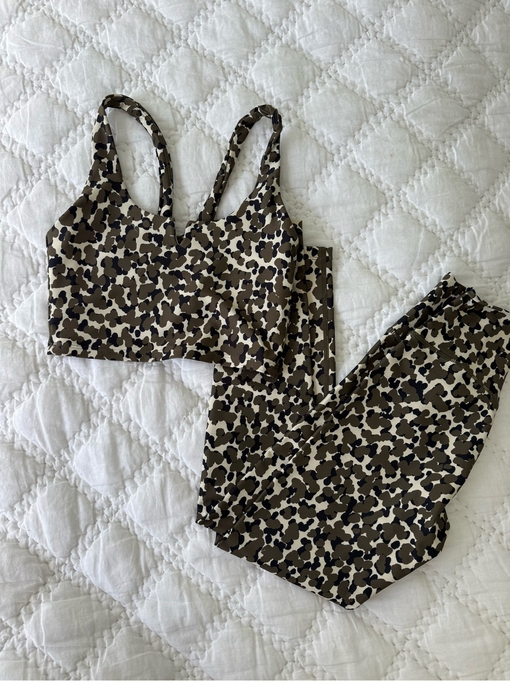 Leopard Print High-Rise Leggings & Cropped Tank Set - Brown/Black